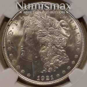 1921 Morgan Silver Dollar MS62 NGC Obv 2
