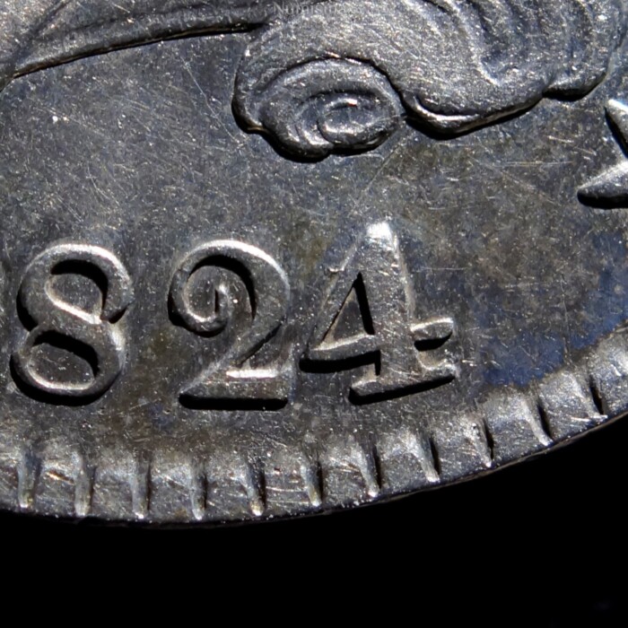 1824 over 1 Capped Bust, Lettered Edge Half Dollar