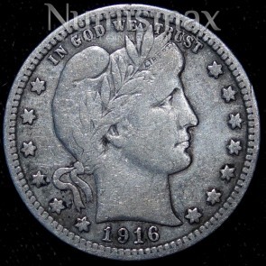 1916 Barber Quarter Dollar