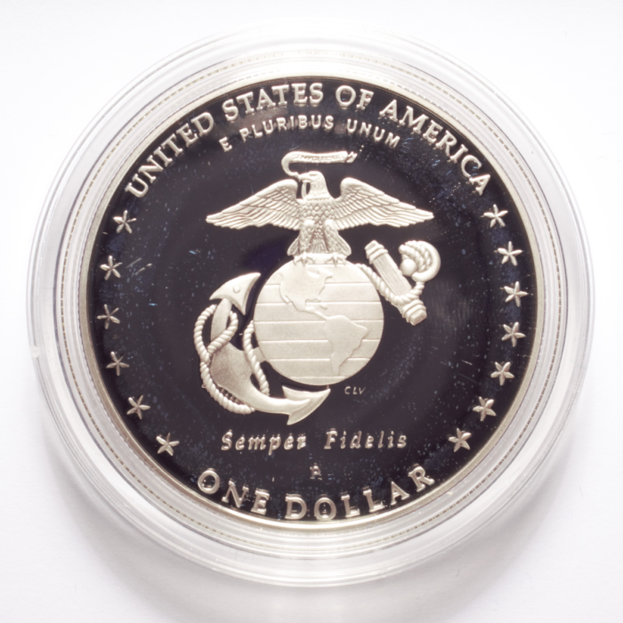 2005 Marine Corps 230th Anniversary Commemorative Proof Silver Dollar - Image 3