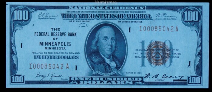 Series 1929 $100 National Currency Note-Minneapolis, Minnesota