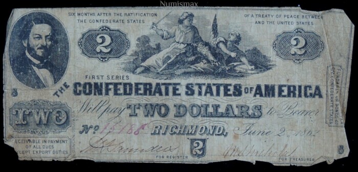 1862 Confederate States of America $2