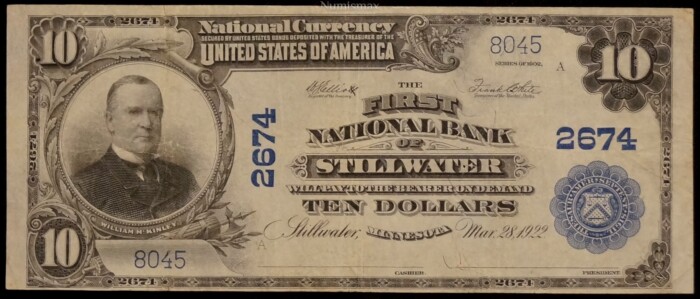 1902 $10 National Currency Stillwater, Minnesota