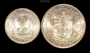 1861-1961 Jose Rizal Half and One Peso Set (2 Coin Lot)