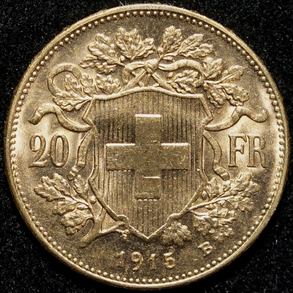 1915 B Swiss 20 Franc Gold - Numismax