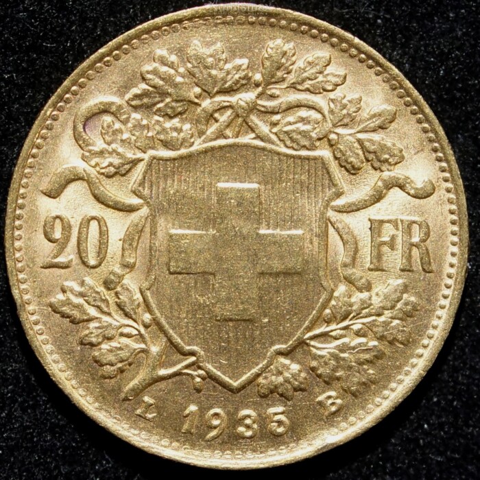 1935 B Swiss 20 Franc Gold - Image 3