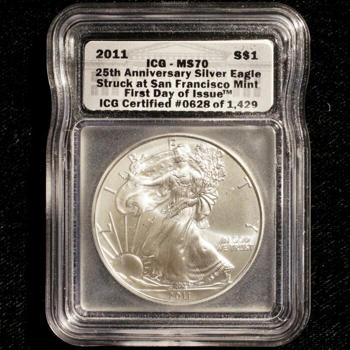 2011 (S) Silver American Eagle ICG MS70 First Day of Issue