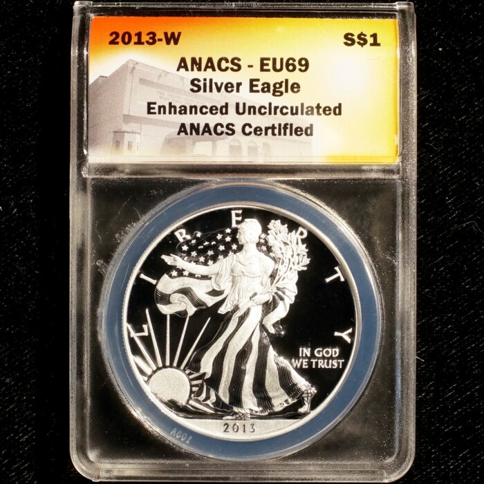 2013 W Enhanced Silver American Eagle ANACS EU69