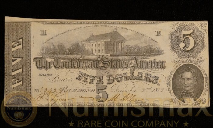 1862 Confederate States of America $5 Note