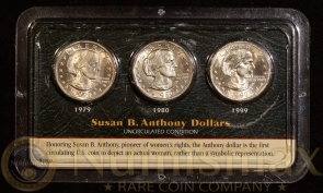 1979 S, 1980 D, 1999 D Susan B. Anthony Dollar Set | 3-Coin Set