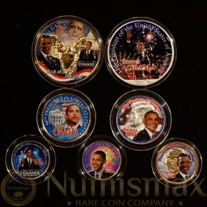 Barack Obama Colorized Coins (2-Silver Eagles) | 7-Coin Lot