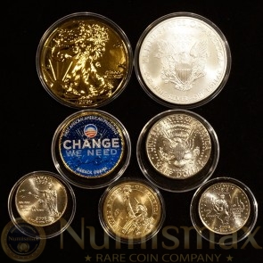 Barack Obama Colorized Coins (2-Silver Eagles) | 7-Coin Lot