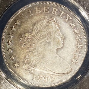 1798 Dollar ANACS AU53 Details | Draped Bust, Heraldic Eagle