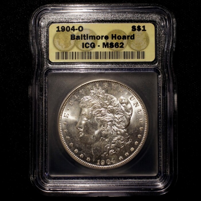 1904-O Morgan Silver Dollar | Baltimore Hoard | ICG - MS62