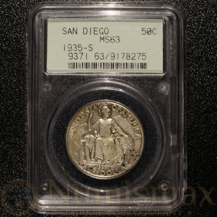 1935 San Francisco San Diego 50c Silver Commemorative PCGS MS63