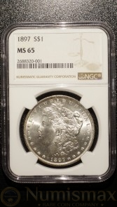 1897 Philadelphia Morgan Silver Dollar NGC MS65