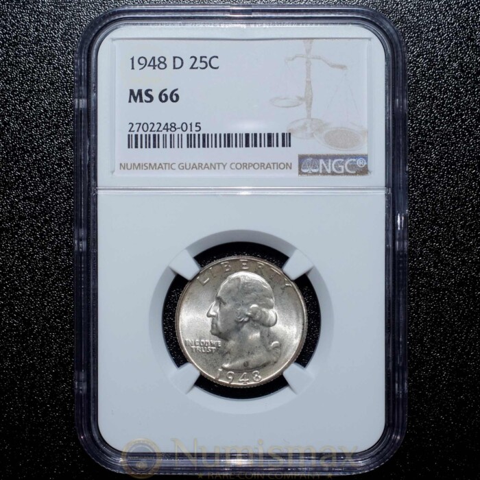 1948 Denver Washington Silver Quarter | NGC MS 66