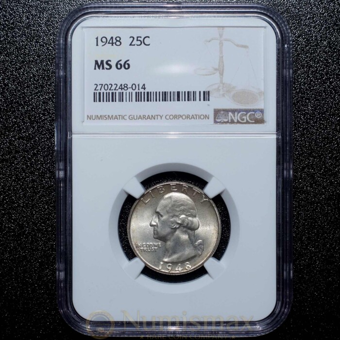 1948 Washington Silver Quarter NGC MS66