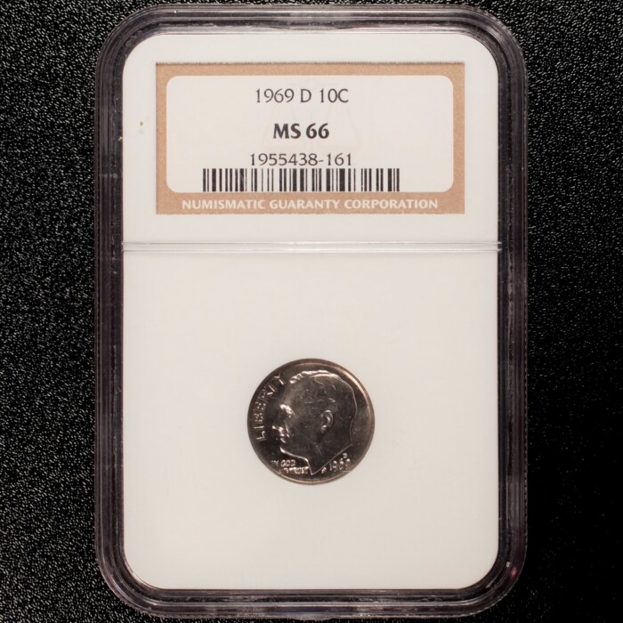 1969 Denver Roosevelt Dime NGC MS66