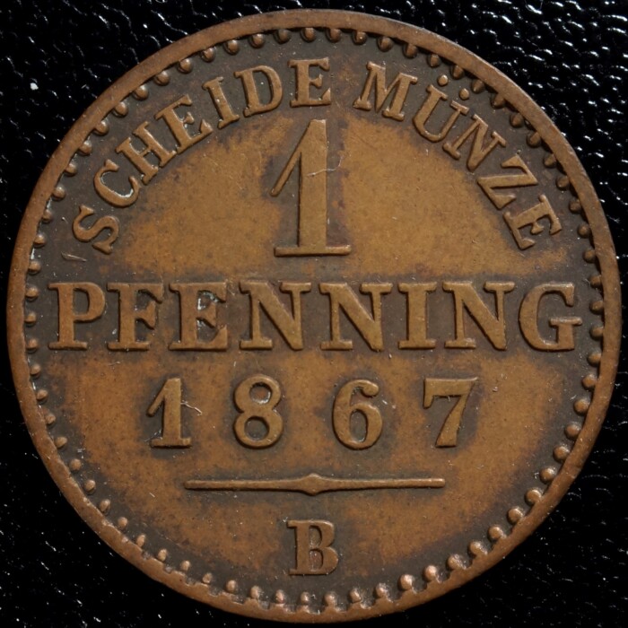 1867 German States Prussia 1 Pfenning