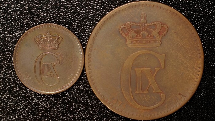 1874 Denmark 1 and 5 Ore | 2-Coin Lot - Image 2