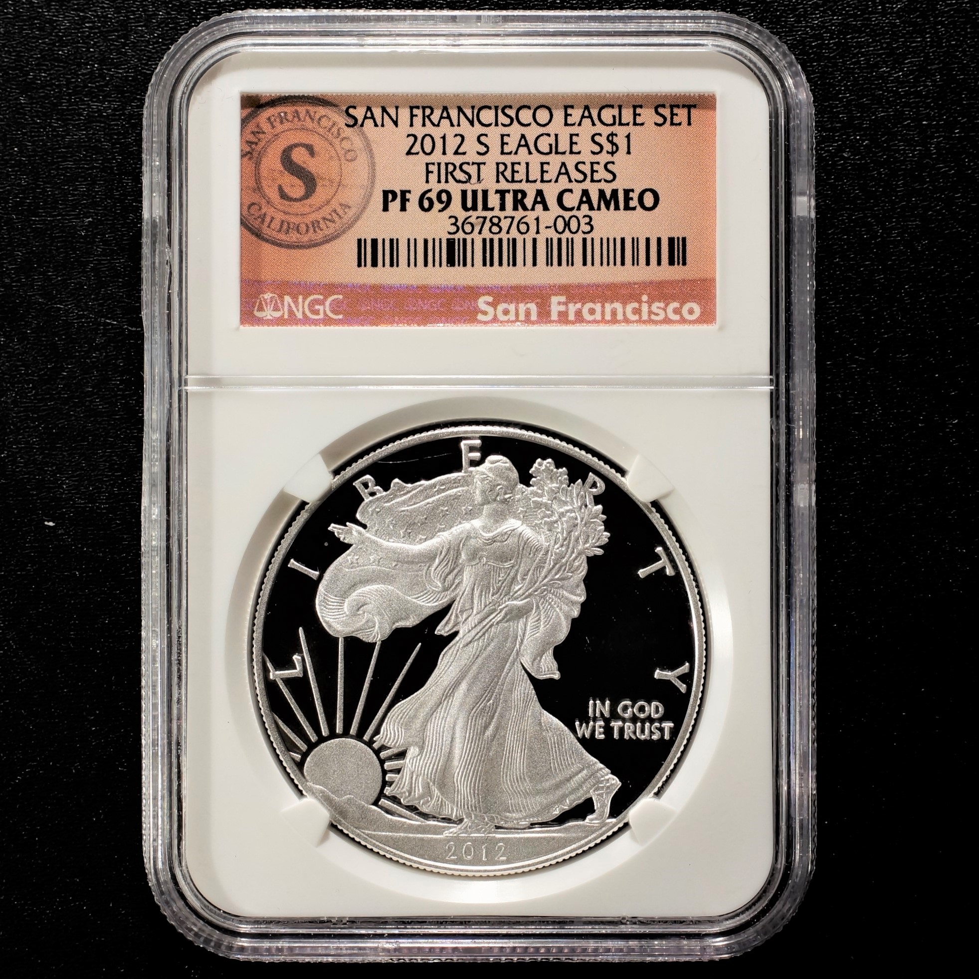 2012 San Francisco Silver American Eagle Proof NGC PF69 Ultra Cameo ...