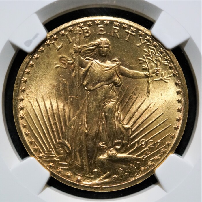 1927 Philadelphia $20 Gold Double Eagle NGC MS64 - Image 3