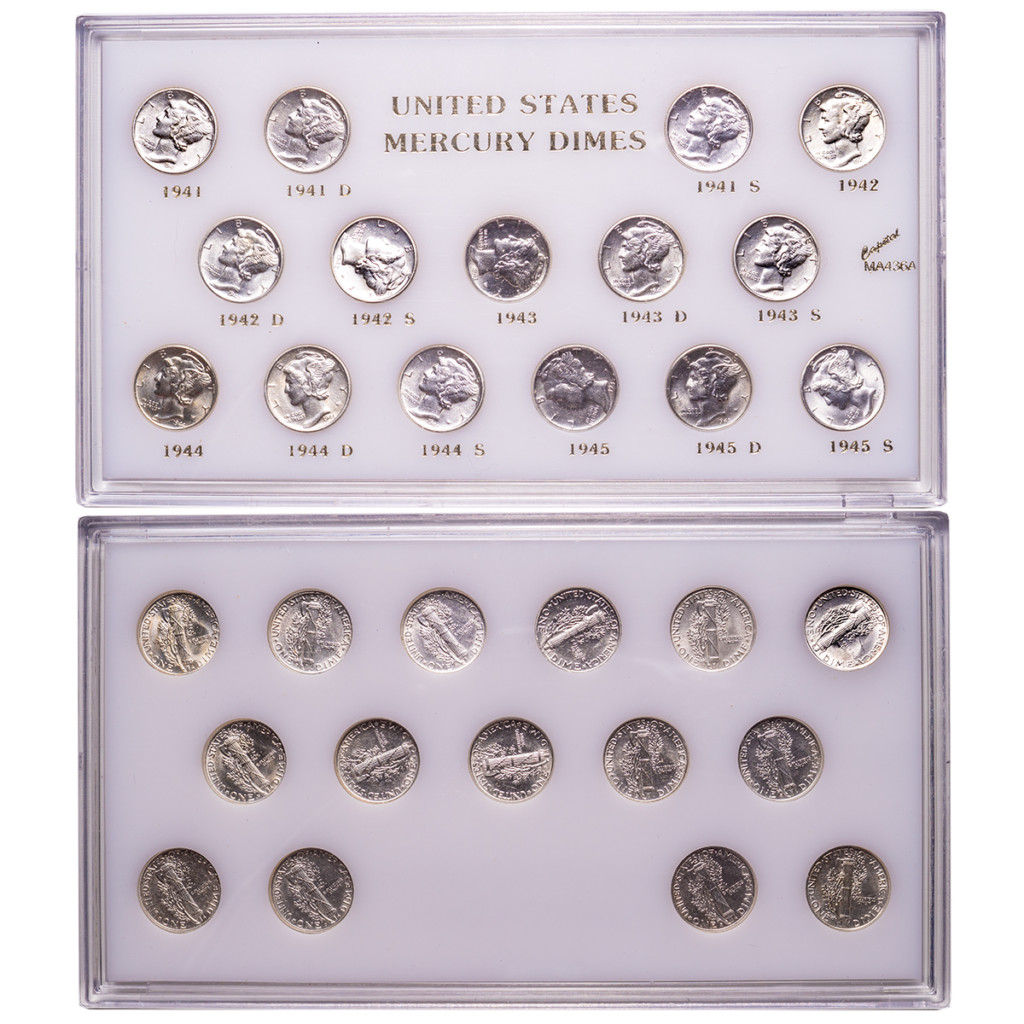 United States Mercury Dimes (15) Coin Set 1941-1945 - Numismax