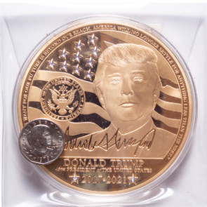 thumbnail image 2 of Donald Trump 24k Layered & Colorized Collectible Coin – Ungraded, 25C Denomination 2 of 6