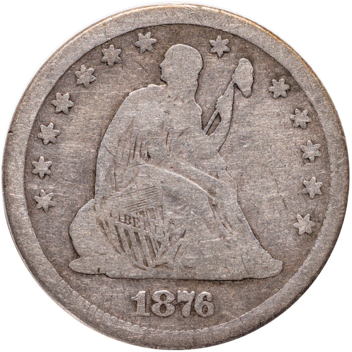 1876 Liberty Seated Silver Quarter