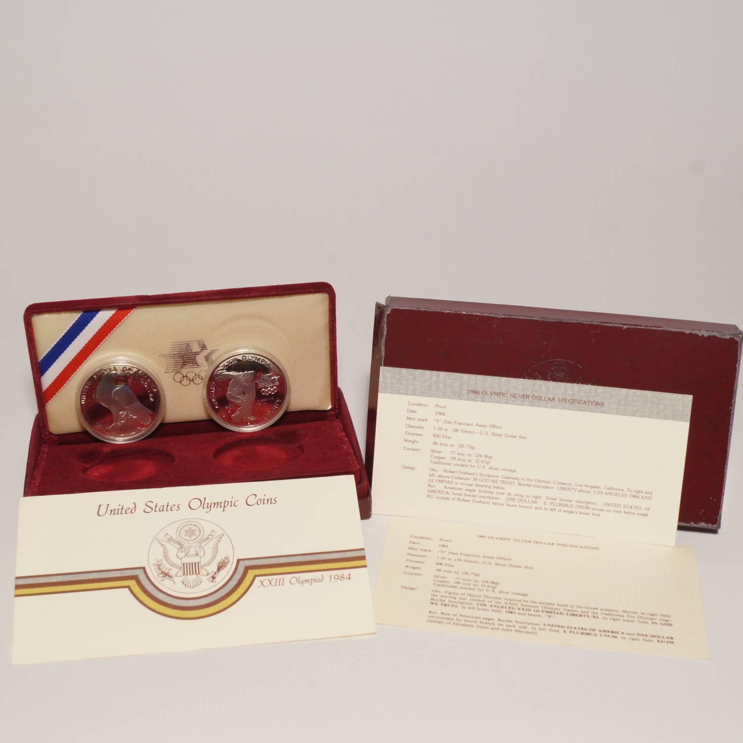 1983-S/1984-S Olympic Commemorative Silver Dollar Proof Two-Coin Set