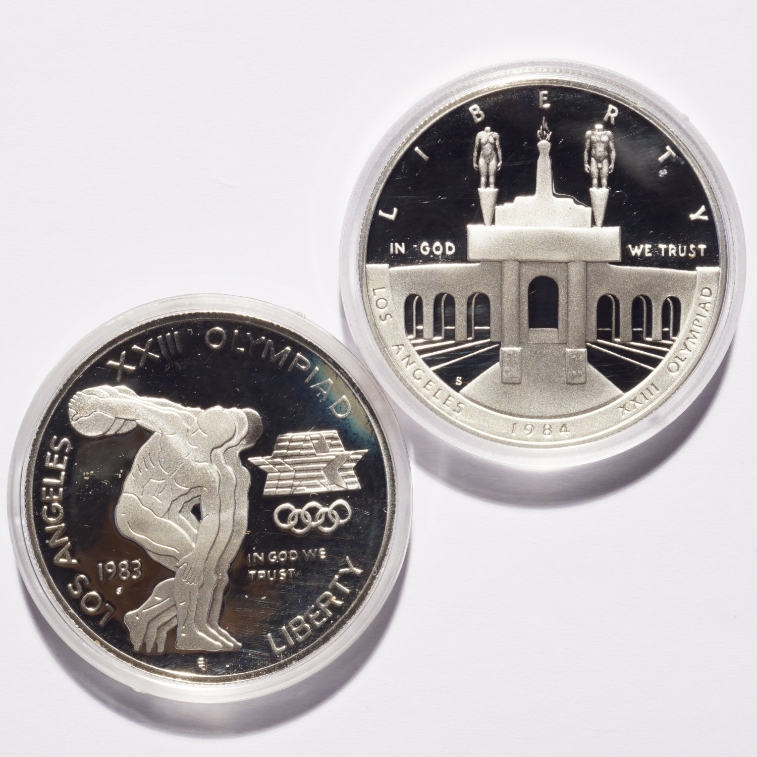 1983-S/1984-S Olympic Commemorative Silver Dollar Proof Two-Coin Set - Image 3