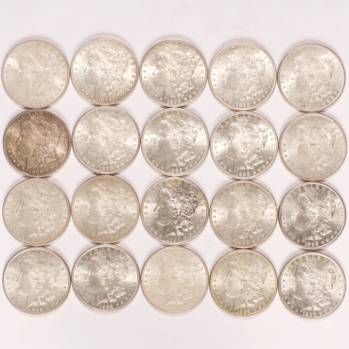 1898 Morgan Silver Dollar AU/BU 20-Coin Lot - Numismax