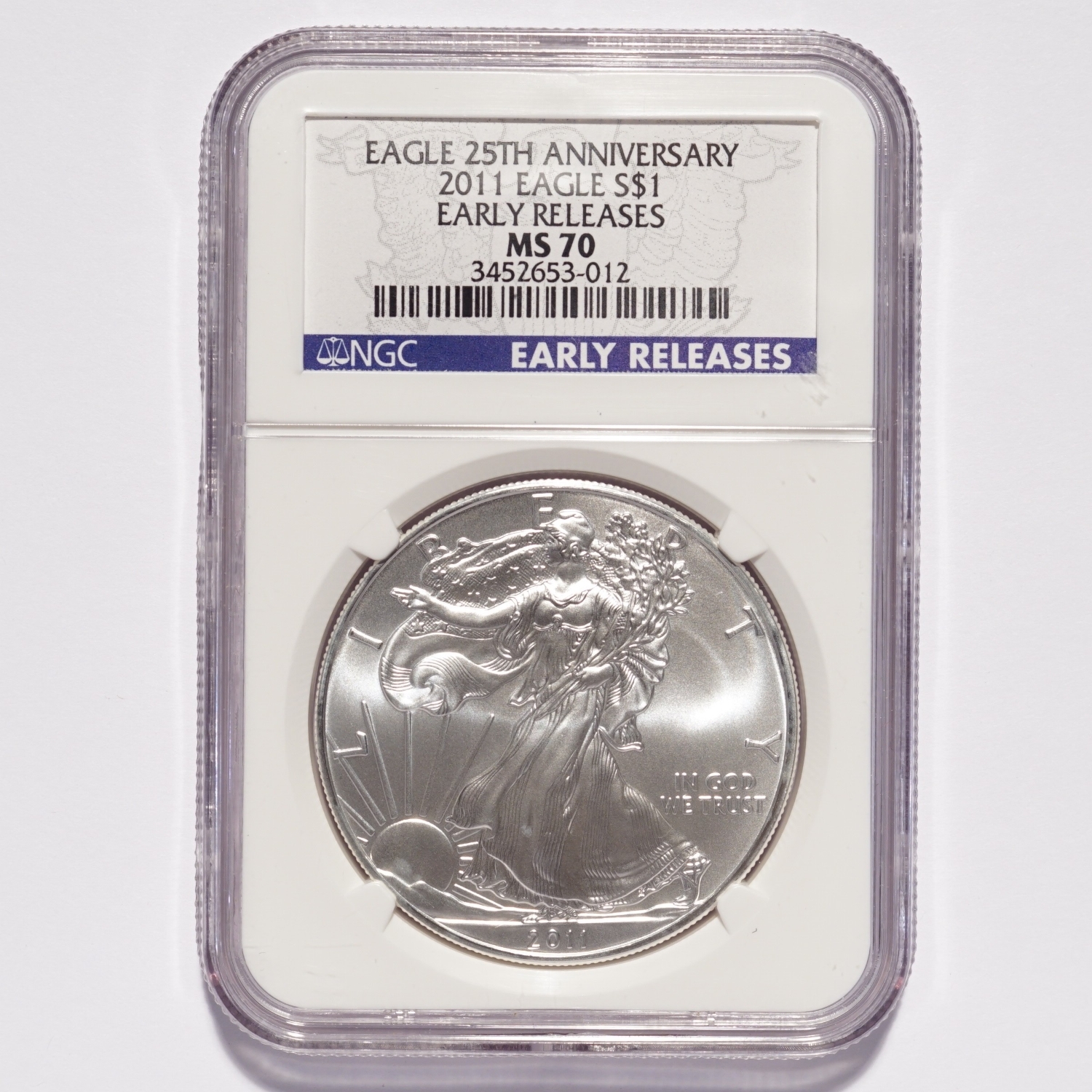 2011 Silver American Eagle Dollar NGC MS70 Early Releases 25th Anniversary
