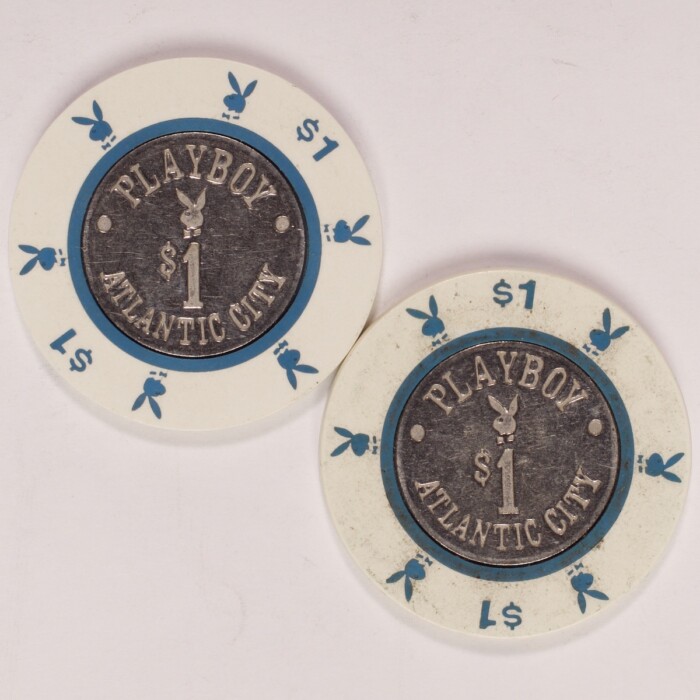 $1 Atlantic City Playboy Casino Gambling Chips 2-Chip Lot