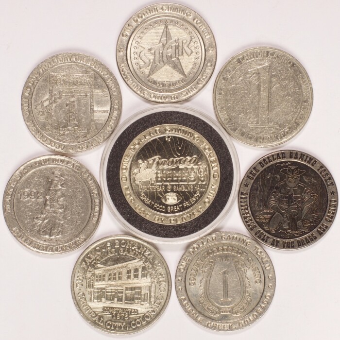 Colorado Famous Casino $1 Historic Gaming Tokens 8-Token Lot - Image 2