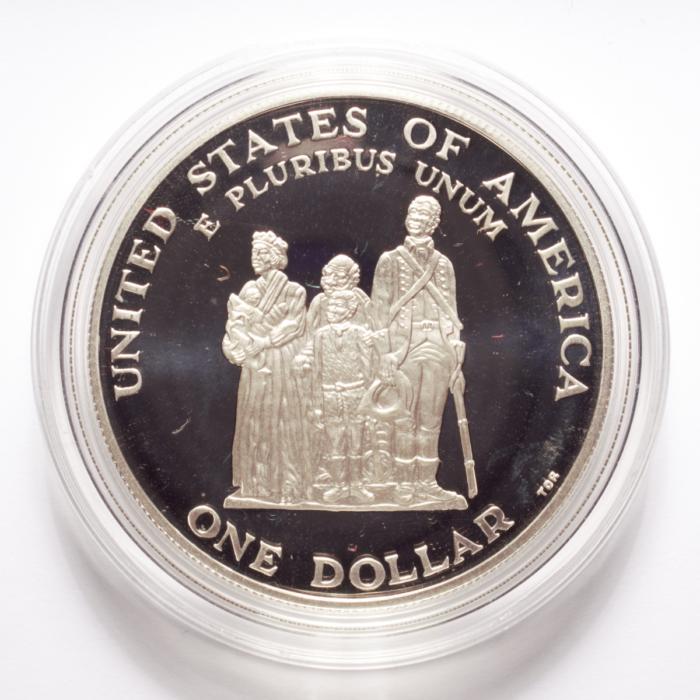 1998 Black Revolutionary War Patriots Commemorative Proof Silver Dollar - Image 3