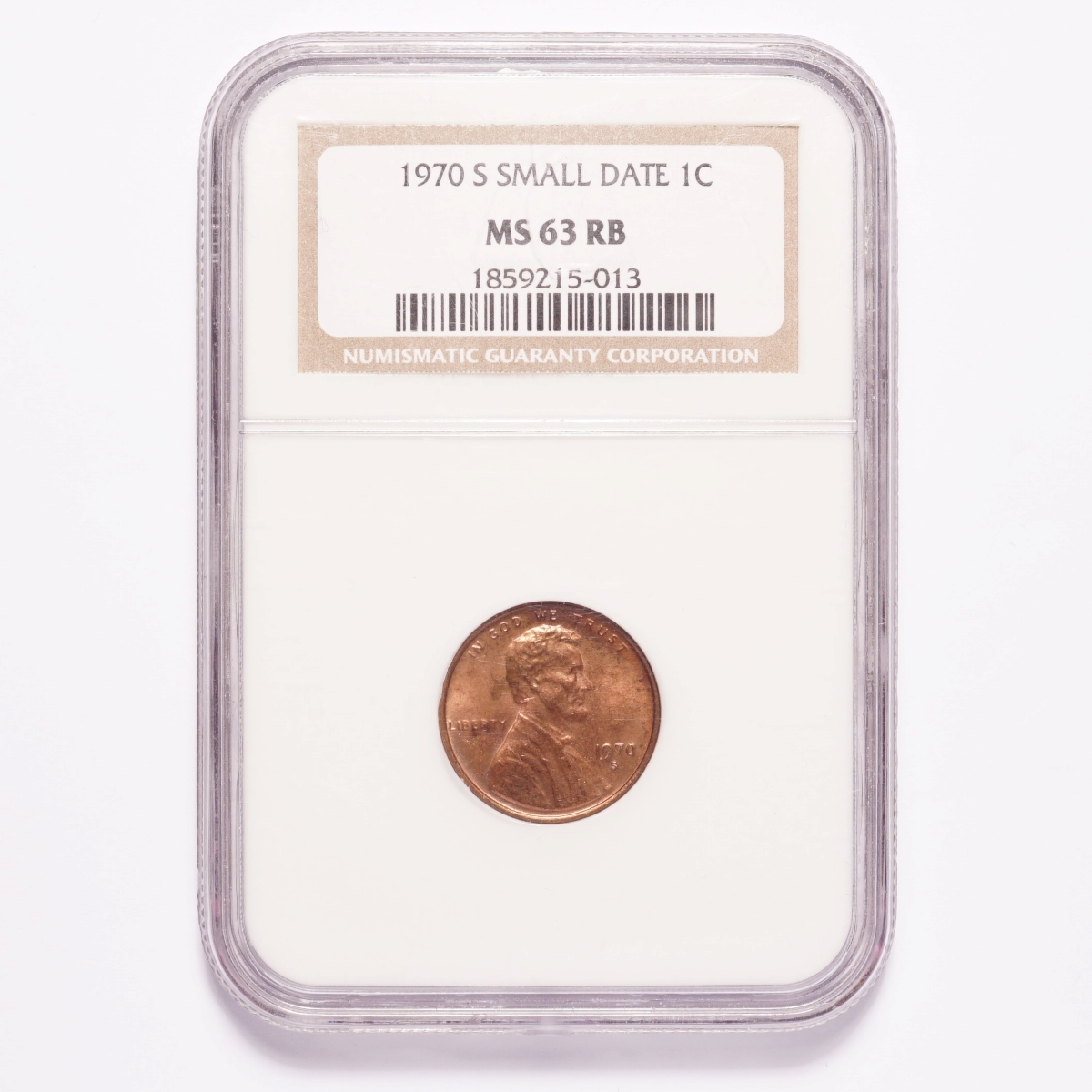 1970-S Small Date Lincoln Memorial Cent NGC MS 63 RB - Numismax