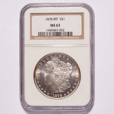 1878 Morgan Silver Dollar 8-Tail Feather NGC MS63 - Image 3