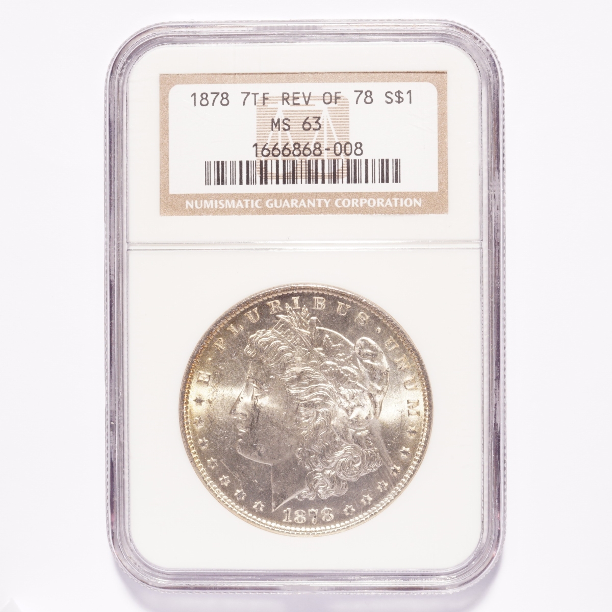 1878 Morgan Silver Dollar 7tf Rev of '78 NGC MS63 - Image 3