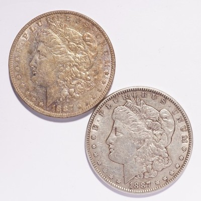1887 Morgan Silver Dollar 2-Coin Lot - Image 3