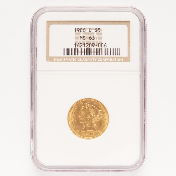 1906-D Liberty $5 Gold Half Eagle NGC MS63