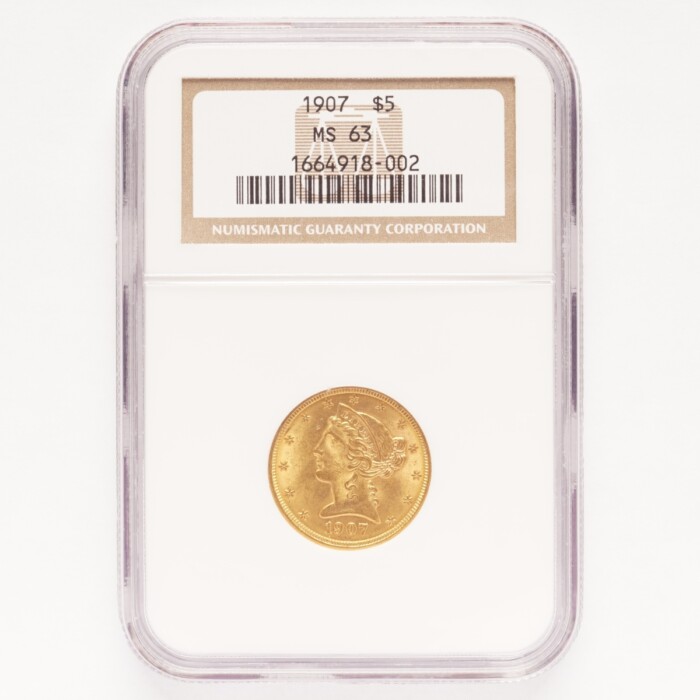 1907 Liberty $5 Gold Half Eagle NGC MS63