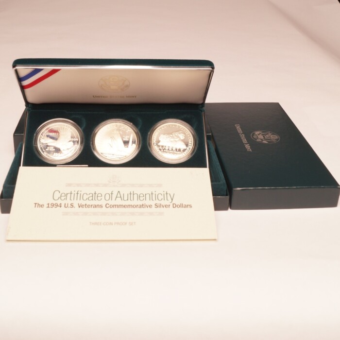 1994 U.S. Veterans Commemorative 3-Coin Proof Silver Dollar Set