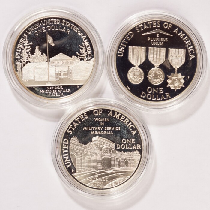 1994 U.S. Veterans Commemorative 3-Coin Proof Silver Dollar Set - Image 2