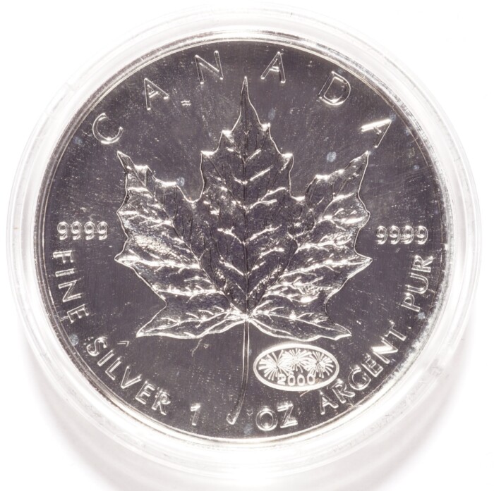 2000 Silver $5 Canadian Maple Leaf .9999 Reverse Proof Fireworks Privy - Image 2