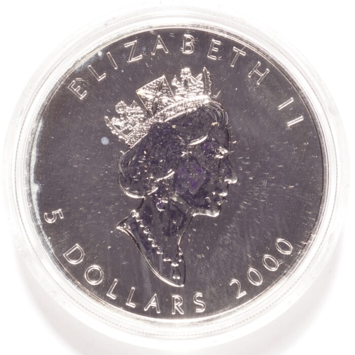 2000 Silver $5 Canadian Maple Leaf .9999 Reverse Proof Fireworks Privy - Image 3