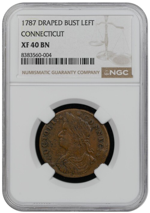 1787 Draped Bust Left Connecticut NGC XF40 BN