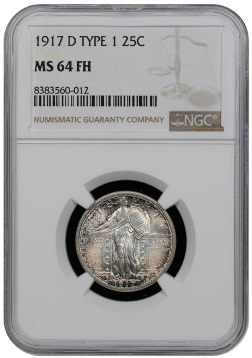 1917-D Liberty Standing Silver Quarter Type 1 NGC MS64 FH