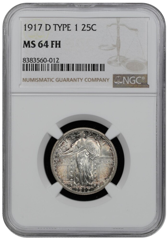 1917-D Liberty Standing Silver Quarter Type 1 NGC MS64 FH